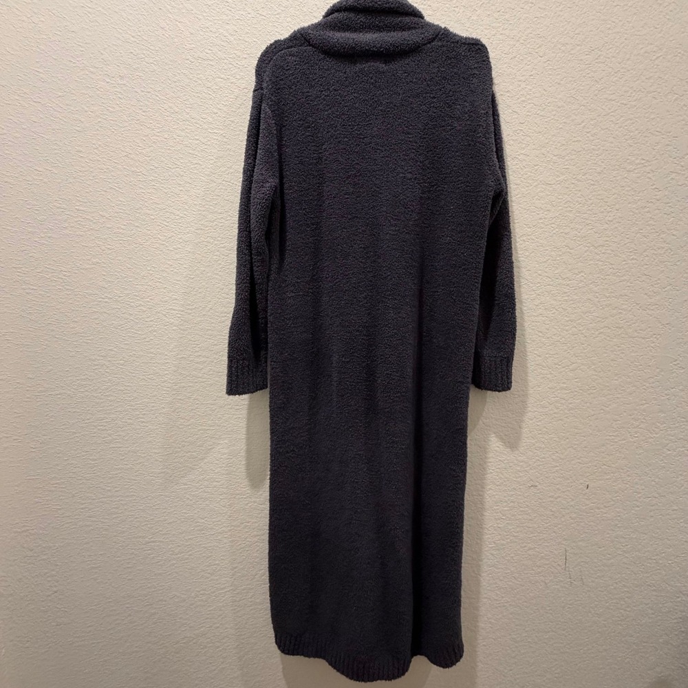 Barefoot Dreams CozyChic Long Zip Up Robe Starfish Zipper Gray SM - Picture 4 of 5